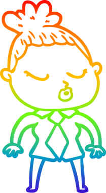 Gökkuşağı gradyan çizgi çizimi bir insan tarafından çizilmiş sakin bir kadın