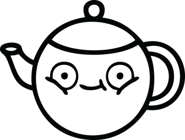 Bir insan tarafından çizilmiş bir çaydanlığın çizgi çizimi