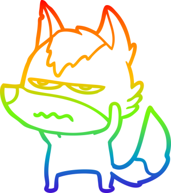 Gökkuşağı gradyan çizgi çizimi Bir insan tarafından çizilmiş rahatsız kurt