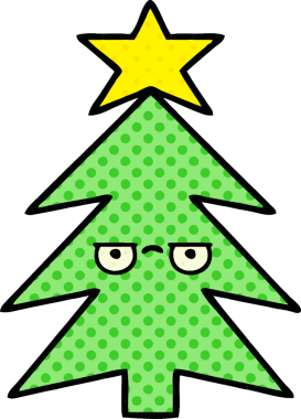 Bir insan tarafından çizilmiş bir Noel ağacının çizgi romanı.