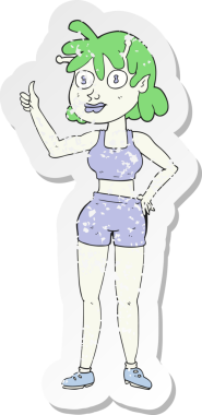 Bir insan tarafından çizilmiş uzaylı bir spor salonunun gerilimli çıkartması.