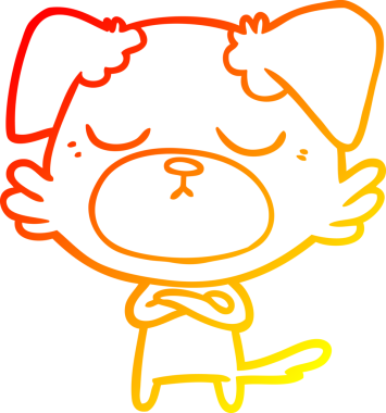 Bir insan tarafından çizilmiş sevimli bir köpeğin sıcak çizgi çizgisi.