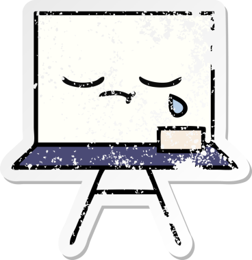 Bir insan tarafından çizilmiş beyaz bir karikatür çıkartması.