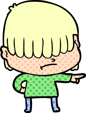 Bir insan tarafından çizilmiş dağınık saçlı çizgi film çocuğu.