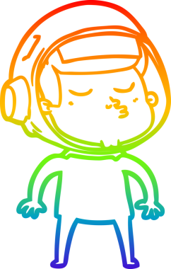 gökkuşağı gradyan çizimi bir çizgi insan tarafından çizilmiş kendinden emin astronot