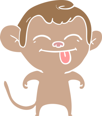 Bir insan tarafından çizilmiş komik düz renkli çizgi film maymunu