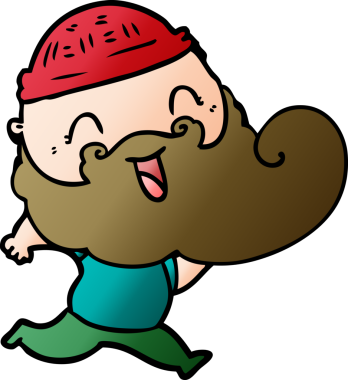 Bir insan tarafından çizilmiş mutlu sakallı adam.