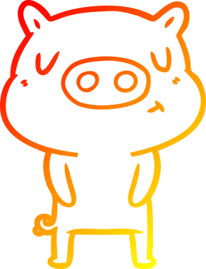 Bir insan tarafından çizilen çizgi film içerikli domuzun sıcak çizgi çizimi