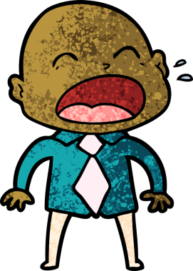 Bir insan tarafından çizilmiş kel adam diye bağıran çizgi film.