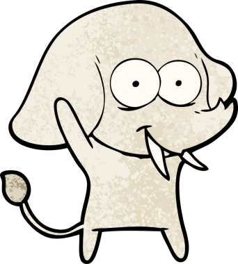 Bir insan tarafından çizilmiş mutlu bir fil.