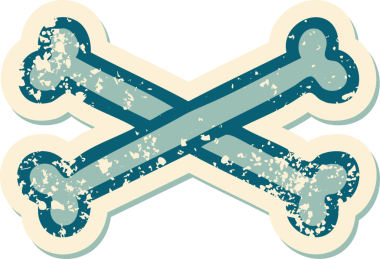 Bir insan tarafından çizilmiş çapraz kemiklerin sembolik depresif dövme şekli