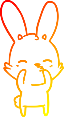 Bir insan tarafından çizilmiş meraklı bir tavşan çizgi filmi.