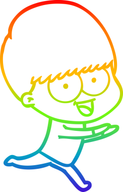 gökkuşağı gradyanı çizimi mutlu çizgi film çocuğu bir insan tarafından çizilmiş