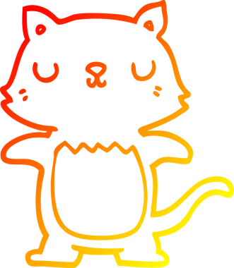 Bir insan tarafından çizilmiş çizgi film kedisinin sıcak çizgi çizimi