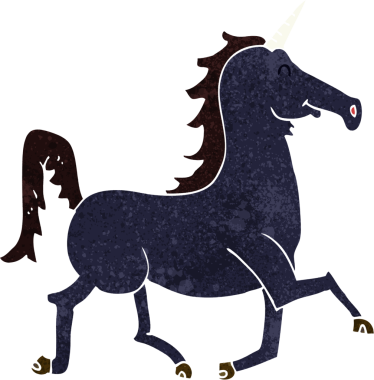 Bir insan tarafından çizilmiş tek boynuzlu at çizgi filmi.