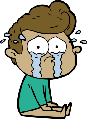 Bir insan tarafından çizilmiş ağlayan bir karikatür.