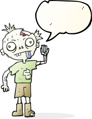 Bir insan tarafından çizilmiş serbest konuşma balonu çizgi filmi zombisi