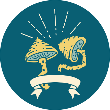 Bir insan tarafından çizilmiş dövme stili mantarların simgesi