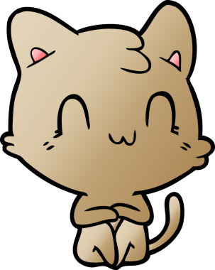 Bir insan tarafından çizilmiş mutlu bir kedi.