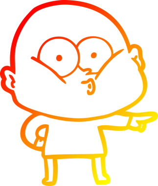 Bir insan tarafından çizilmiş kel bir adamın sıcak çizgi çizimi.