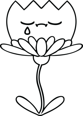 Bir insan tarafından çizilmiş bir çiçeğin çizgi çizimi