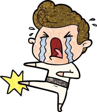 Bir insan tarafından çizilmiş ağlayan bir karikatür.