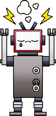 Bir insan tarafından çizilmiş bir robotun gölgelenmiş çizimi