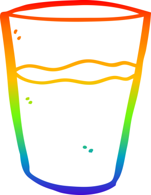 gökkuşağı gradyan çizgisi bir insan tarafından çizilmiş bir bardak suyun çizimi