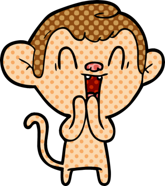 Bir insan tarafından çizilmiş gülen maymun çizgi filmi