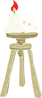 Ürkütücü kafatasının ve bir insan tarafından çizilmiş mumların düz renk çizimi