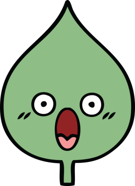 Bir insan tarafından çizilmiş dışavurumsal yaprağın sevimli karikatürü.