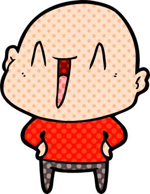 Bir insan tarafından çizilmiş mutlu, kel adam.