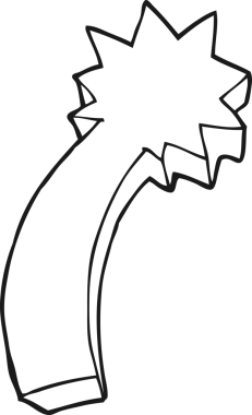 Bir insan tarafından çizilmiş siyah beyaz çizgi film kayan yıldız sembolü.