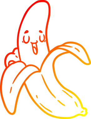 Bir insan tarafından çizilmiş bir muzun sıcak çizgi çizimi