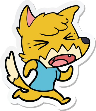 Bir insan tarafından çizilmiş kızgın bir tilkinin çıkartması.