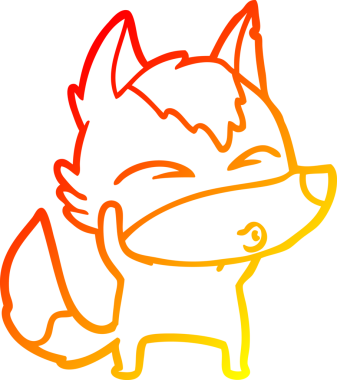 Bir insan tarafından çizilmiş bir kurt çizgi filminin sıcak çizgi çizimi.