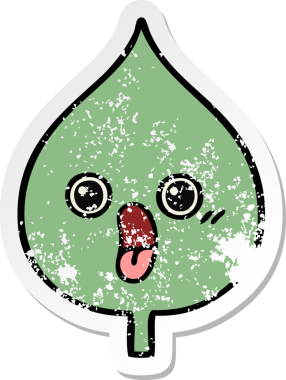 Sevimli bir çizgi film karakterinin sıkıntılı çıkartması. Bir insan tarafından çizilmiş ifade yaprağı.