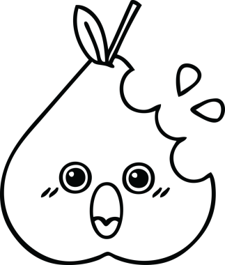 Bir insan tarafından çizilmiş yeşil bir armut çizimi.