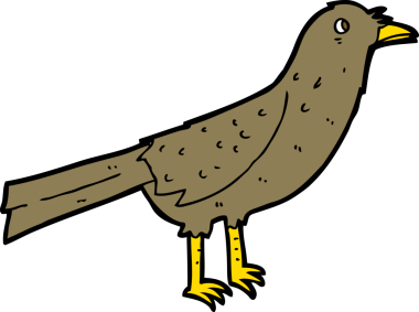 Bir insan tarafından çizilmiş çizgi film kuşu.