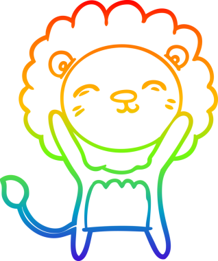 gökkuşağı gradyan çizgi çizimi bir insan tarafından çizilmiş bir aslan