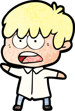 Bir insan tarafından çizilmiş endişeli çizgi film çocuğu.