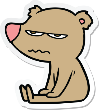 Kızgın ayı çizgi filminin çıkartması bir insan tarafından çizilmiş.