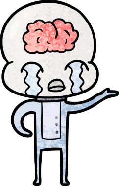 Bir insan tarafından çizilmiş koca beyinli bir uzaylı ağlaması.