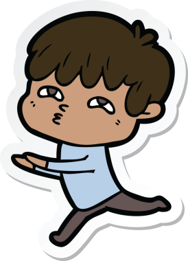 Bir insan tarafından çizilmiş garip bir adamın çıkartması.