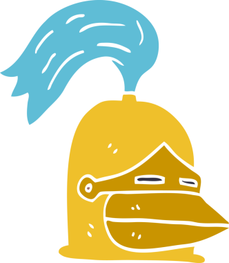 Bir insan tarafından çizilmiş altın miğfer.