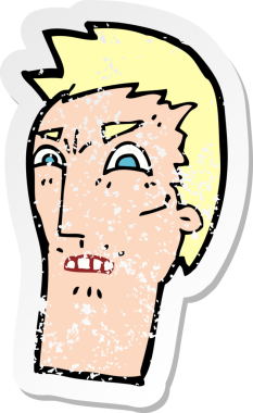 Bir insan tarafından çizilmiş kızgın bir karikatürün gerilimli çıkartması.