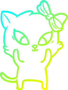 Bir insan tarafından çizilen çizgi film kedisinin soğuk gradyan çizgisi.