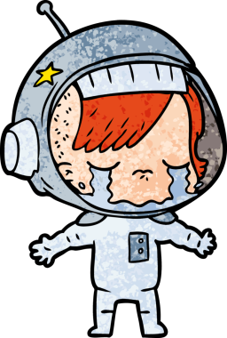 Bir insan tarafından çizilmiş ağlayan astronot kız.