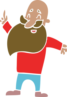 Bir insan tarafından çizilmiş sakallı karikatür adam.