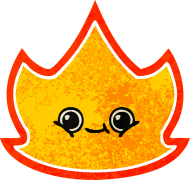 Bir insanın çizdiği ateşin retro illüstrasyon tarzı karikatürü